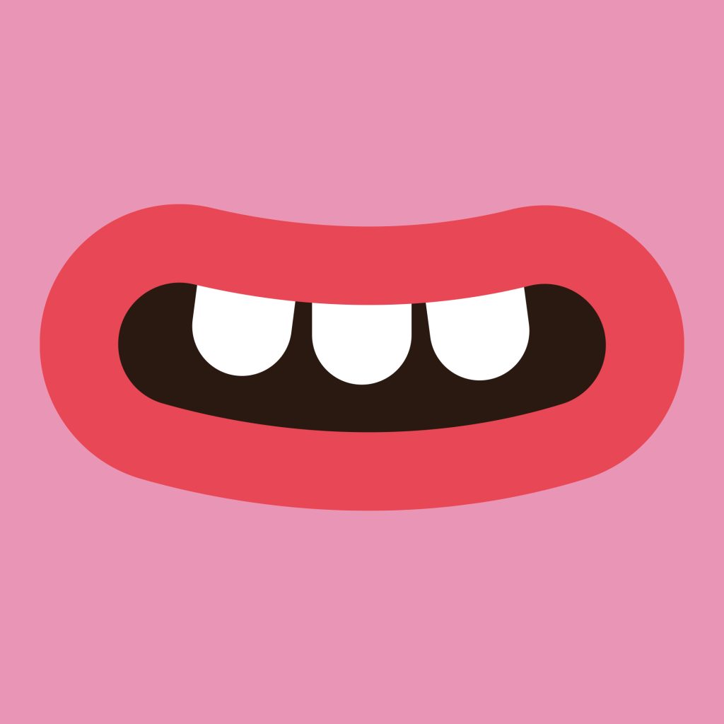 illustration style flat design d'une bouche avec trois dents